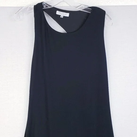 Anthropologie Bellevue the Label Cut Out Maxi Dress Black size M Stretch - Picture 2 of 13